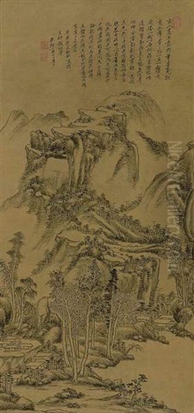 Living In The Mountains Oil Painting by Wang Yuanqi