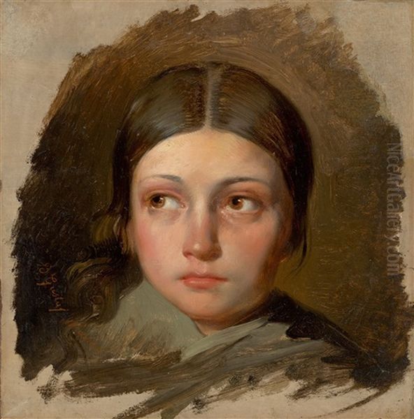 Kopfstudie Eines Madchens Oil Painting by Baron Gustave Wappers
