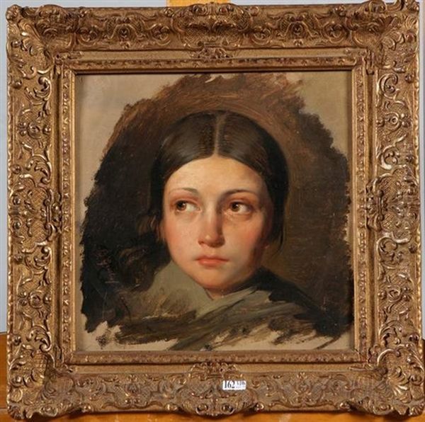 Portrait D'une Fillette (study) Oil Painting by Baron Gustave Wappers