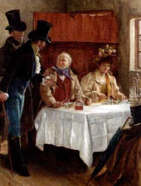 'this Seat Engaged Sir?' Oil Painting by Alfred Ward