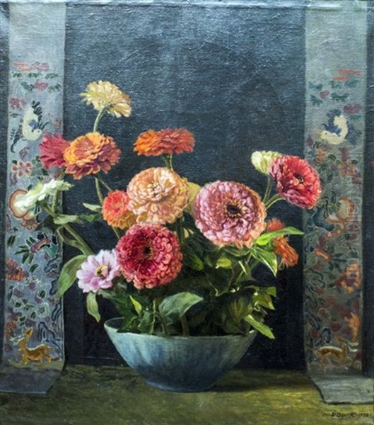 Midnight Peonies Oil Painting by Charles Daniel Ward