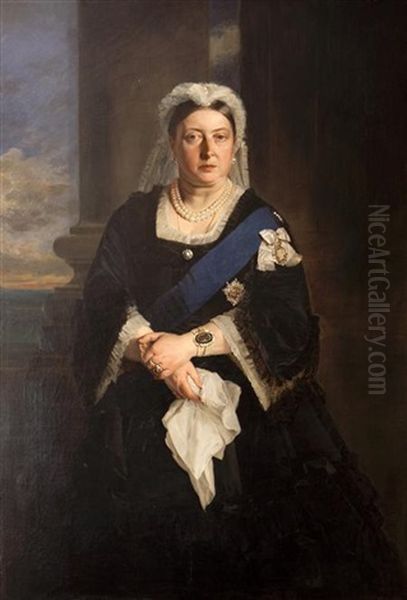 Portrait Of Queen Victoria (+ Another, Engraving; 2 Works) Oil Painting by Henrietta Mary Ward