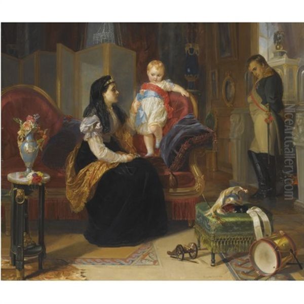 First Interview Of The Divorced Empress Josephine With The King Of Rome Oil Painting by Henrietta Mary Ward