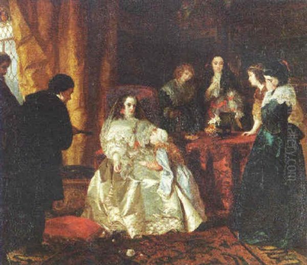 The Despair Of Henrietta Maria Over The Death Of Her Husband King Charles I Oil Painting by Henrietta Mary Ward