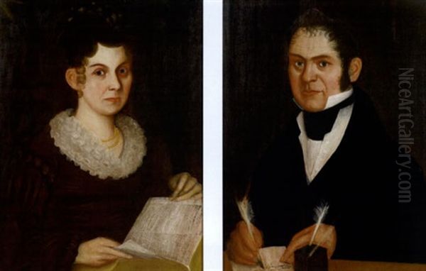 Portrait Of Daniel Lake (+ Portrait Of Susan Lake; Pair) Oil Painting by Thomas Ware