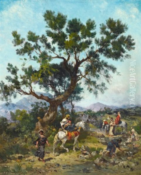 Resting Riders Oil Painting by Georges Washington