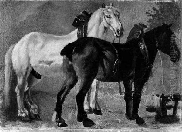 Zwei Pferde Oil Painting by Friedrich Wasmann