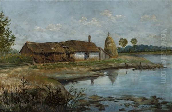 Zagroda The Pond Oil Painting by Rafal Wasowicz