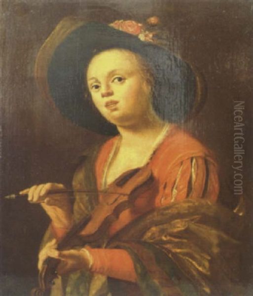 Portrait Einer Jungen Violinistin Oil Painting by Jan Abel Wassenbergh I