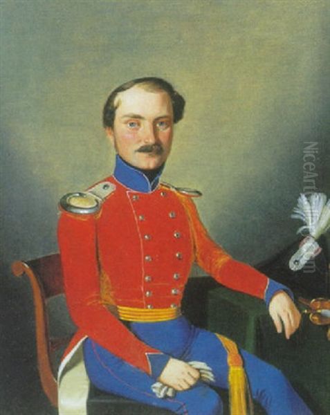 Portraet Af Lojtnant F.l.a Hein Oil Painting by Valentin Wassner