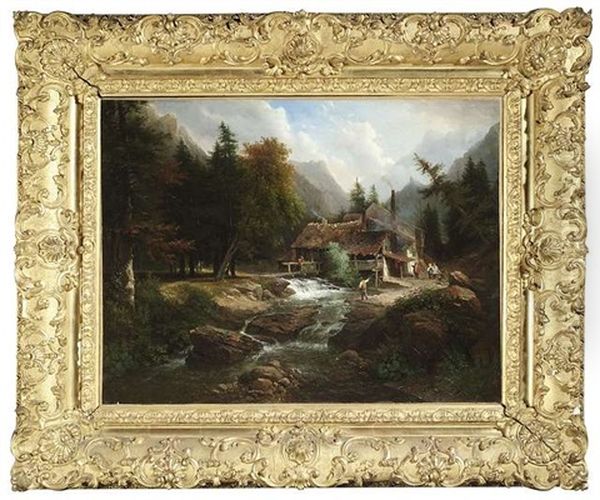 Gebirgslandschaft Mit Schmiede An Einem Wildbach Oil Painting by Louis Etienne Watelet