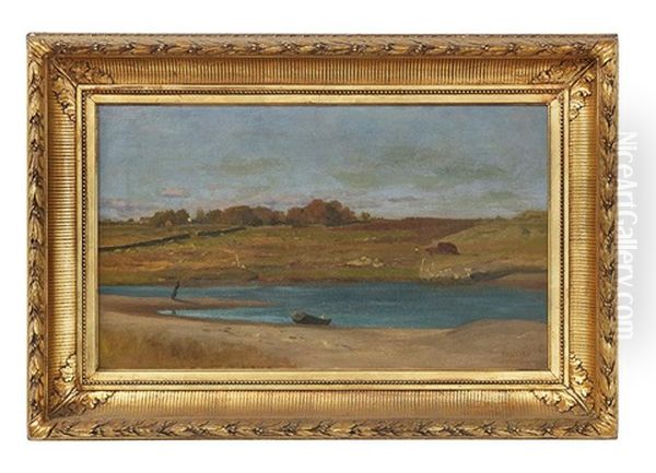 Rural River Landscape Oil Painting by Marcus Waterman