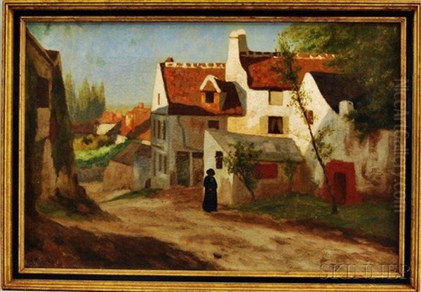 Figure On Village Road Oil Painting by Marcus Waterman