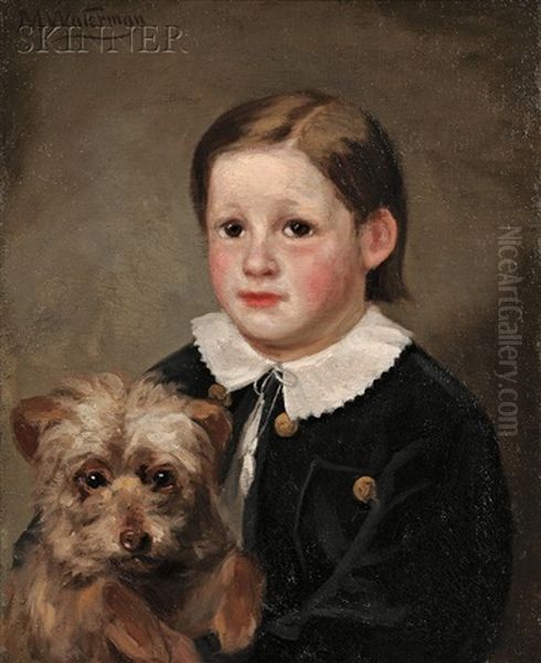 Portrait Of A Boy And His Dog Oil Painting by Marcus Waterman
