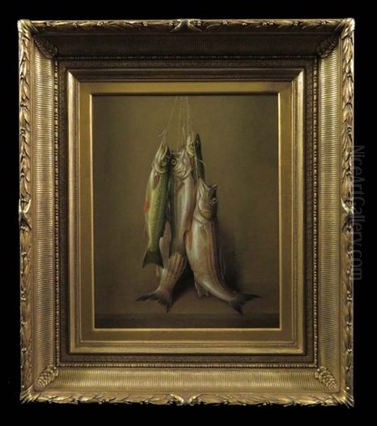 Trompe L'oeil Still Life Fish Oil Painting by Susan C. Waters