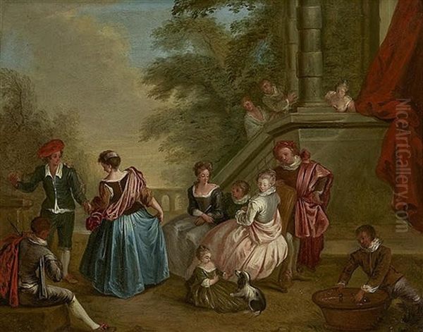Galant Scenes Oil Painting by Francois Louis Joseph Watteau