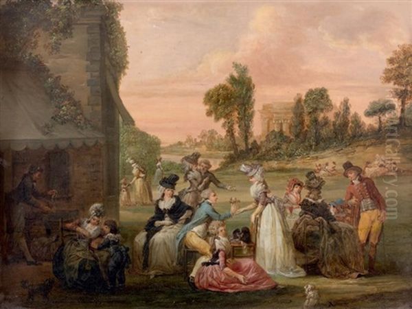 Rejouissances Dans Un Parc Oil Painting by Francois Louis Joseph Watteau