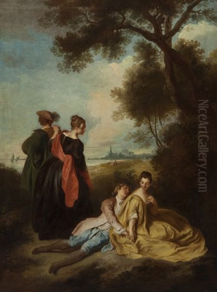 Fete Champetre Oil Painting by Louis-Joseph Watteau