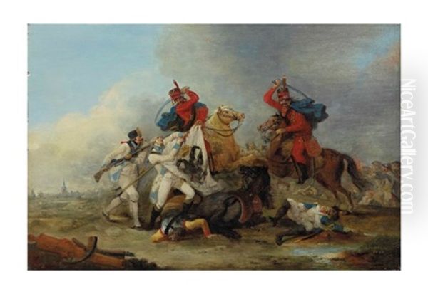 Choc De Cavalerie Oil Painting by Louis-Joseph Watteau