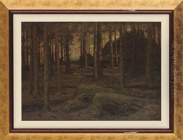 Sunlight In The Wood, Bettws-y-coed Oil Painting by James Thomas Watts