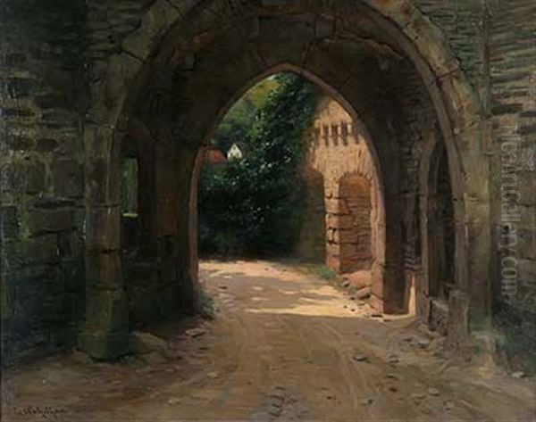 Blick Durch Ein Gotisches Burgtor Oil Painting by Carl Watzelhan