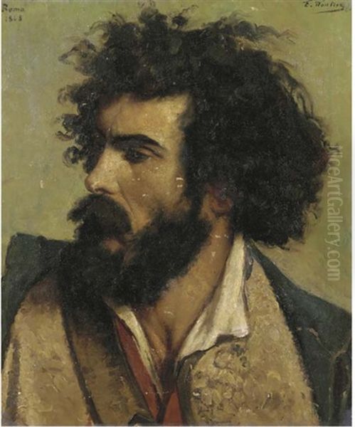 Head Of A Bearded Italian Oil Painting by Emile Charles Wauters