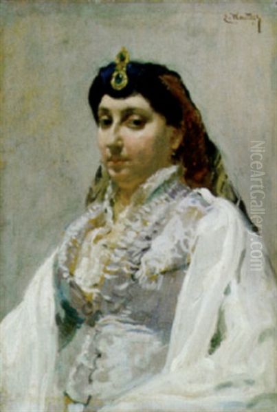Vrouw In Klederdracht Oil Painting by Emile Charles Wauters