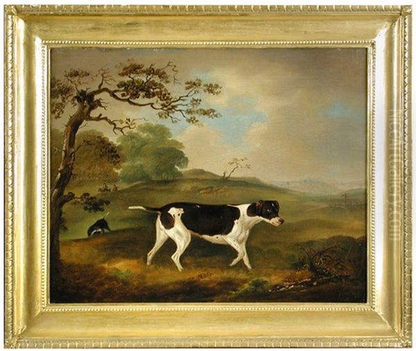 Pointers In A Landscape With Sportsmen Oil Painting by Thomas Weaver