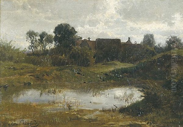 Teich Bei Einem Dorf Oil Painting by Paul Weber