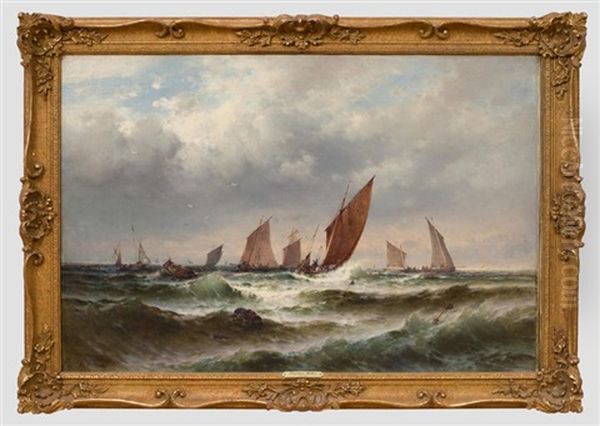 Sailing Ships On A Fair Day Oil Painting by Theodor Alexander Weber