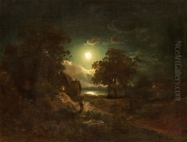Nocturnal Return Oil Painting by August Weber