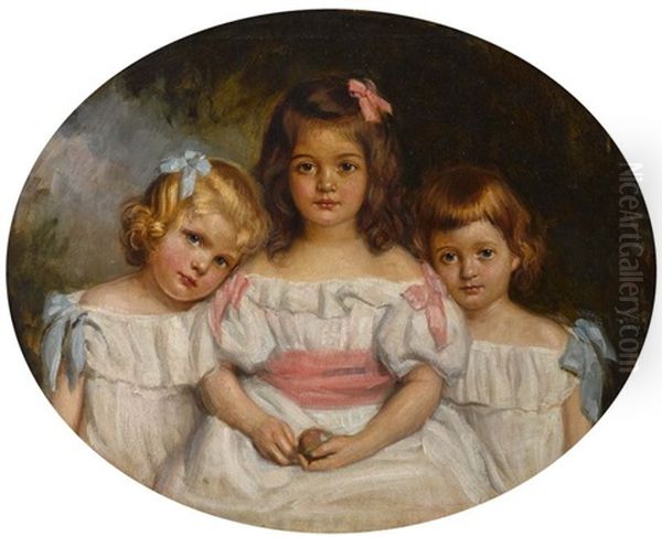 Bildnis Dreier Madchen Oil Painting by Rudolf Weber