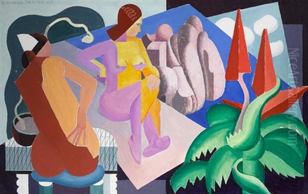 Figure Composition, Carmel, California Oil Painting by E. Ambrose Webster