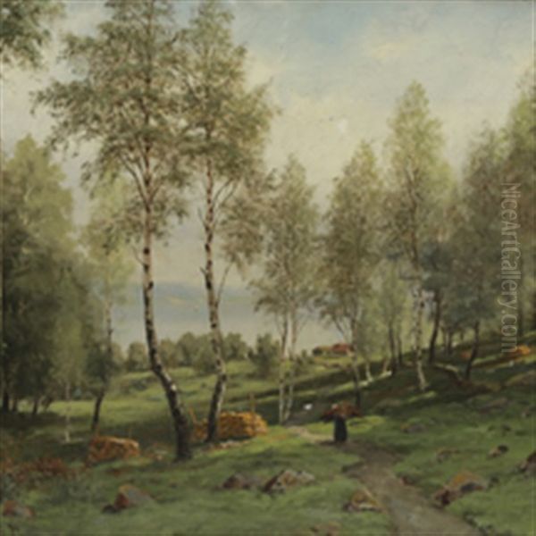 Ved Tyrifjorden Oil Painting by Johan Herman Wedel-Anker