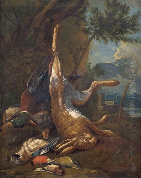 Stillleben Mit Erlegtem Hasen Und Federwild Oil Painting by Jan Weenix