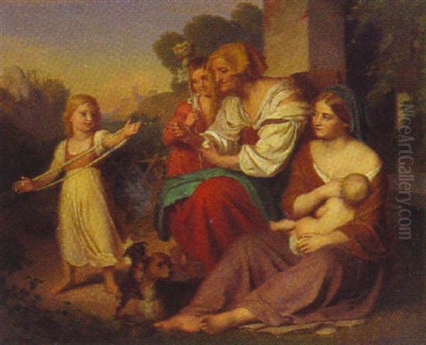 Italienische Familie Oil Painting by Ausgust Wegert