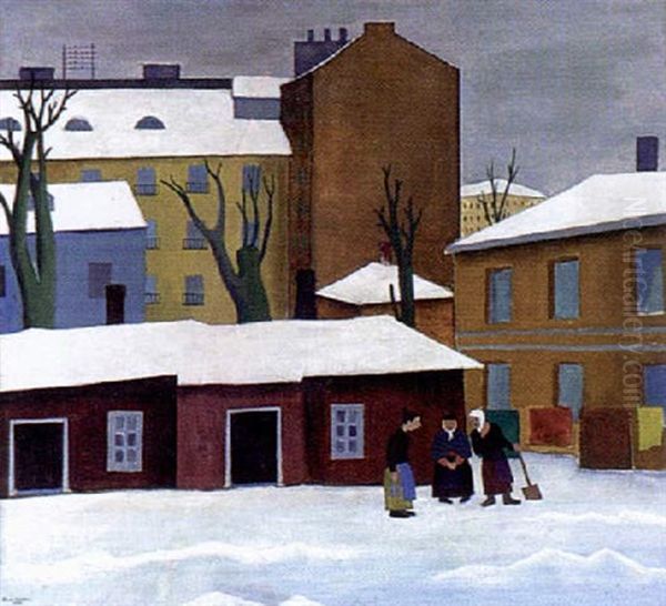 Pratstund Oil Painting by Einari Wehmas