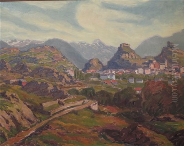 Landschaft Bei Sion Oil Painting by Adolf Weibel