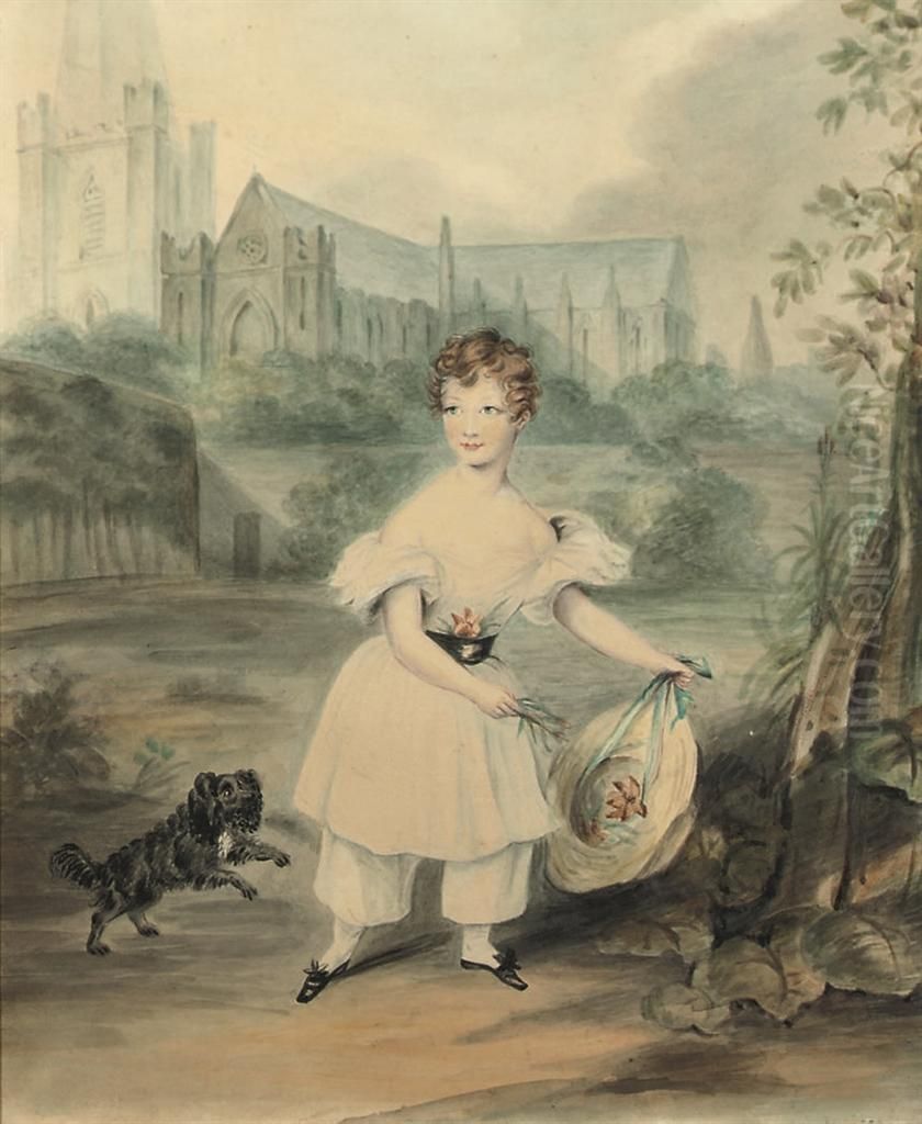 A Boy In The Deanery Garden Of St. Patrick's Garden Cathedral Oil Painting by William Brocas