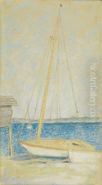 Coastal Scene With A Sailboat Oil Painting by Julian Alden Weir