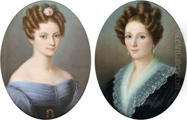 Portrait De Jeune Femme Au Col De Dentelle Oil Painting by Constant Joseph Brochart