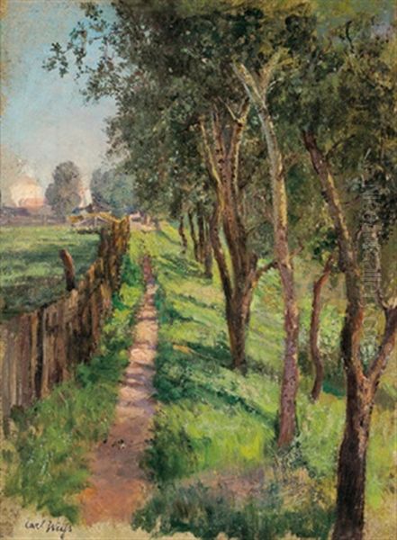 Dorfweg Oil Painting by Karl Weiss