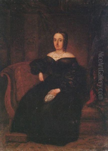 Retrato De Dona Juana De Posada Y Lopez Cabrejas, Esposa De Don Juan Pablo Perez-caballero Y Soria Oil Painting by Maria Del Rosario Weiss