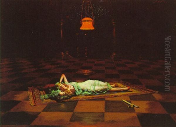 Liegende Orientalin Oil Painting by Karl Weisz