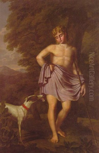 Jungling Mit Hund In Waldiger Landschaft Oil Painting by Friedrich Georg Weitsch