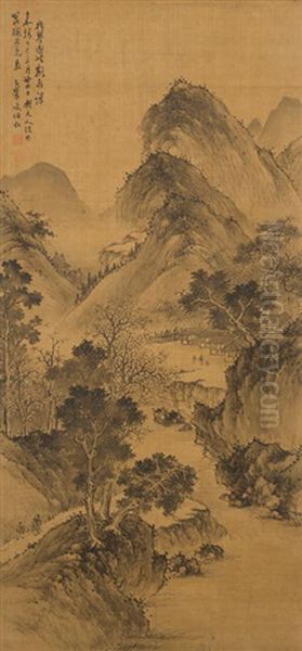 Landscape In Yuan Style Oil Painting by Wen Boren