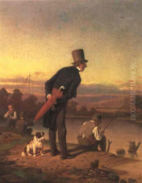 Die Angler Oil Painting by Friedrich Moritz Wendler