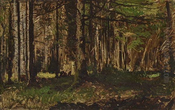 Forest Landscape Oil Painting by Josef Wenglein