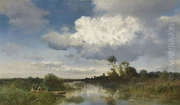 Uferlandschaft Oil Painting by Josef Wenglein
