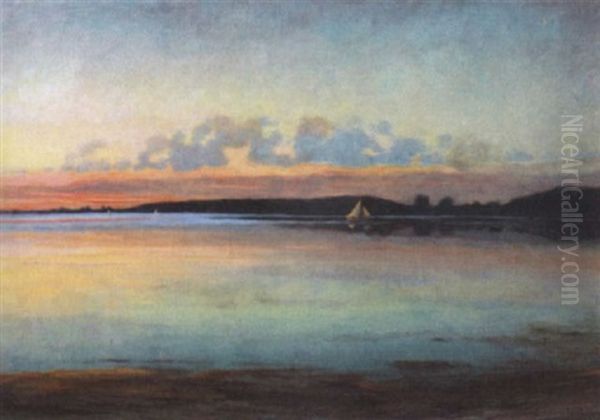 Sejlskibe Udfor Kyst Oil Painting by Carl Christian Ferdinand Wentorf